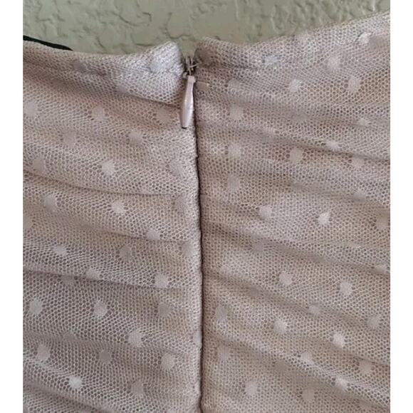 Haute Monde Ruched Polka Dot Dusty Pink Mesh Bustier Bodycon Dress Large - Picture 6 of 13